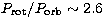 $P_{\rm rot}/P_{\rm orb}\sim 2.6$