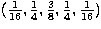 $ ( \frac{1}{16}, \frac{1}{4}, \frac{3}{8},
\frac{1}{4}, \frac{1}{16} ) $
