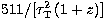 $511/[\tau_{\rm T}^2\,(1+z)]$