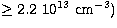 $\geq 2.2\ 10^{13}~{\rm cm}^{-3})$