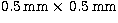 $\rm 0.5\,mm \times \,0.5\,mm$