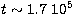 $t \sim 1.7 \ 10^5$