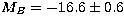 $M_{B}=-16.6 \pm 0.6$