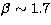 $\beta \sim 1.7$