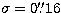 $\sigma = 0\hbox{$.\!\!^{\prime\prime}$}16$