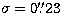 $\sigma =
0\hbox{$.\!\!^{\prime\prime}$}23$