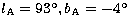 ${l_{\rm A}= 93\hbox{$^\circ$}, b_{\rm A}= -4\hbox{$^\circ$}}$