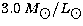 $3.0 \;M_{\hbox{$\odot$}}/L_{\hbox{$\odot$}}$