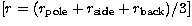 $[r=(r_{\rm pole}+r_{\rm side}+r_{\rm back})/3]$