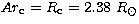 $Ar_{\rm c}=R_{\rm c}=2.38\ R_\odot$