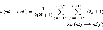 \begin{eqnarray}
\sigma \left( nl\longrightarrow nl^{\prime }\right) =\frac 1{2(...
 ...es \sigma \left( nlj\longrightarrow nl^{\prime }j^{\prime }\right)\end{eqnarray}