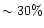 $\sim 30\%$