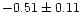 $-0.51 \pm
0.11$