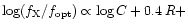 $\log(f_{\rm X}/f_{{\rm opt}})\propto \log C + 0.4\,R +$
