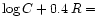 $\log C + 0.4\,R =$