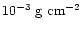 $10^{-3}~{\rm g~cm}^{-2}$