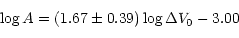 \begin{displaymath}\log A = (1.67\pm0.39) \log \Delta V_{0} - 3.00 \end{displaymath}