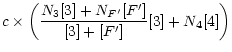 $\displaystyle c\times \left(\frac{N_3[3]+N_{F'}[F']}{[3]+[F']}[3]+N_4[4]\right)$