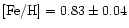 ${\rm [Fe/H]}=0.83\pm0.04$