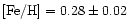 ${\rm [Fe/H]}=0.28\pm0.02$