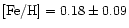 ${\rm [Fe/H]}=0.18\pm0.09$