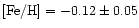 ${\rm [Fe/H]}=-0.12\pm0.05$