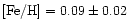 ${\rm [Fe/H]}=0.09\pm0.02$