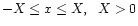 $-X \leq x \leq X,~~X > 0$