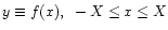 $y \equiv f(x),~-X \leq x \leq X$