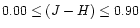 $0.00 \leq (J-H) \leq 0.90$
