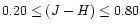 $0.20 \leq (J-H) \leq 0.80$