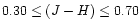 $0.30 \leq (J-H) \leq 0.70$