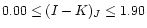 $0.00 \leq (I-K)_J \leq 1.90$