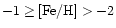 $-1\geq {\rm [Fe/H]}>-2$