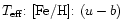 $T_{{\rm eff}}{:}~{\rm [Fe/H]}{:}~(u-b)$
