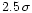 $2.5\,\sigma$