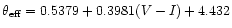 $\theta_{{\rm eff}}=0.5379+0.3981(V-I)+4.432$