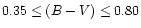 $0.35 \leq (B-V) \leq 0.80$