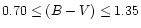 $0.70 \leq (B-V) \leq 1.35$
