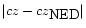 $\vert cz - cz_{\mbox{NED}}\vert$