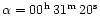 $\alpha = 00^{\rm h}\,31^{\rm m}\,20^{\rm s}$