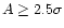 $A \ge 2.5 \sigma$