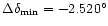 $\Delta\delta_{{\rm min}}=-2.520^{\circ}$