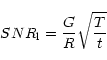 \begin{displaymath}SNR_{\rm l}={G\over R}\sqrt{T\over t}
\end{displaymath}