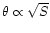 $\theta \propto \sqrt S$