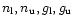 $n_{\rm l}, n_{\rm u}, g_{\rm l}, g_{\rm u}$
