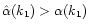 $\hat \alpha(k_{\rm 1}) >
\alpha(k_{\rm 1})$