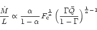 \begin{displaymath}
\frac{{\dot M}}{L} \propto \frac{\alpha}{1-\alpha} \,F_{\rm ...
...igl(\frac{\Gamma \bar Q}{1-\Gamma}\Bigr)^{{1 \over \alpha} -1}
\end{displaymath}