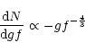 \begin{displaymath}\frac{{\rm d}N}{{\rm d}gf} \propto - gf^{-\frac{4}{3}}
\end{displaymath}