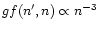 $gf(n',n) \propto n^{-3}$